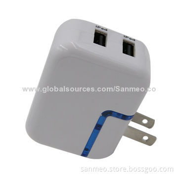 2.1A dual USB wall charger for iPhone 5/5G/4S/4GS/3GS/iPad, high-speed charging intelligenceNew